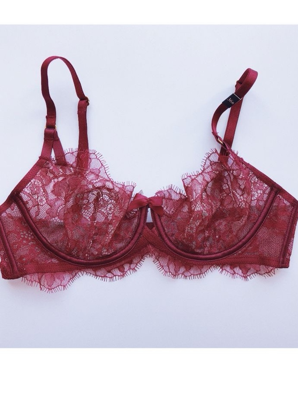 Victorias Secret Sheer Lace Underwire Bra in red
